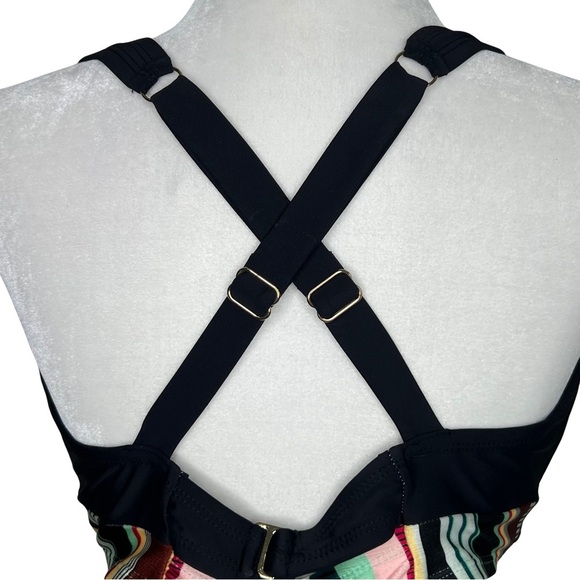 Allure Bikini Top Striped Adjustable Padded Swimwear Multicolor 16 18 Plus Size - Picture 8 of 16